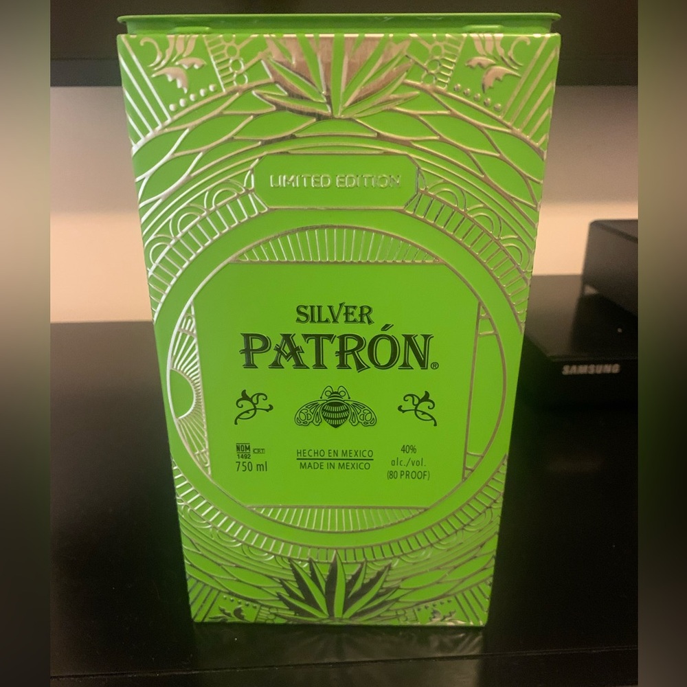 Patron Silver Tin Box and Empty Bottle - Picture 2 of 7